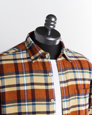 Portuguese Flannel 'Fall Palette' Flannel Pale Yellow and Orange Check Shirt