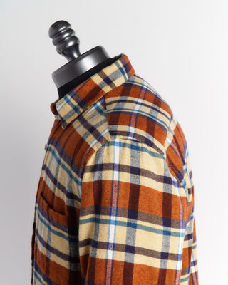 Portuguese Flannel 'Fall Palette' Flannel Pale Yellow and Orange Check Shirt