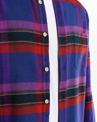 Portuguese Flannel Blue Red 'Offer' Flannel Check Shirt Front