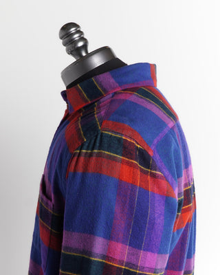 Portuguese Flannel Blue Red 'Offer' Flannel Check Shirt Shoulder
