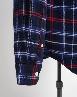 Portuguese Flannel 'Pop Up' Navy Red Check Flannel Shirt