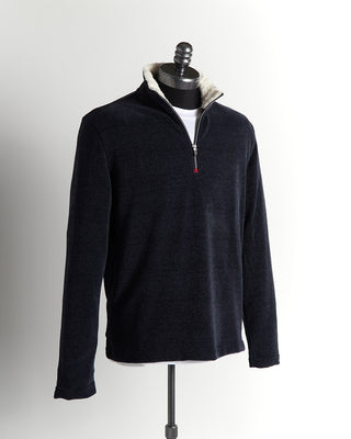 Robert Graham Navy 'Sterling' 1/4 Zip Sherpa Neck Chenille Sweater