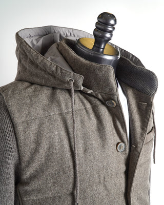 Gran Sasso Pewter Grey Sartorial Tech Wool Knit Hoodie Jacket