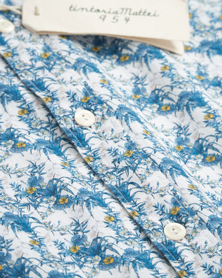 Floral Print Shirt With Trim / Blue