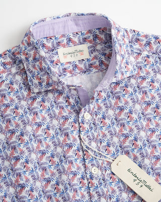Tintoria Mattei Mauve Floral Print Cotton Linen Shirt