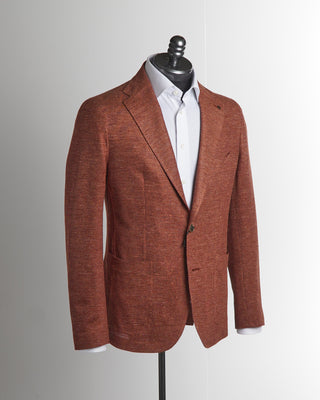 Tagliatore Cinnabar Brick Linen & Cotton Piqué Jersey Jacket