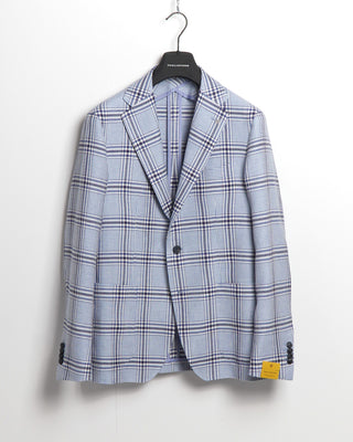 Tagliatore Cotton & Linen Light Blue Bold Check Sport Jacket
