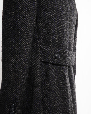 Tagliatore Double Breasted Grey Wool Herringbone Unlined Topcoat