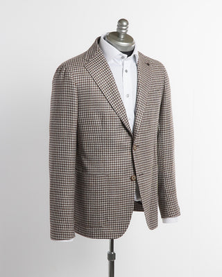 Tagliatore Wool-Silk Brown Houndstooth Sport Jacket