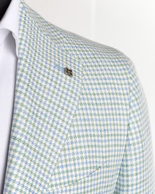 Tagliatore Blue Green Houndstooth Check Sport Jacket 