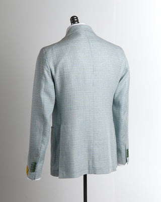 Tagliatore Blue Green Linen & Wool Summer Houndstooth Sport Jacket 