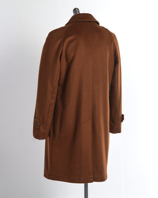 Tagliatore Solid Brown Wool Belted Topcoat Back