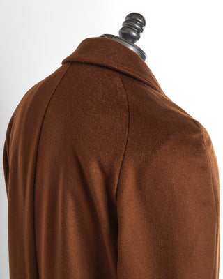 Tagliatore Solid Brown Wool Belted Topcoat with Raglan Sleeves