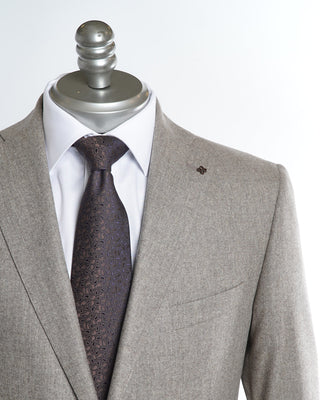 Tagliatore Sand Super 110's Solid Flannel Suit Lapel