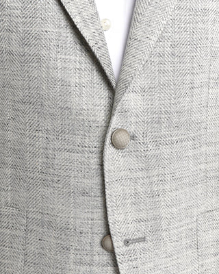 Silk Linen & Cotton Herringbone Soft Sport Jacket