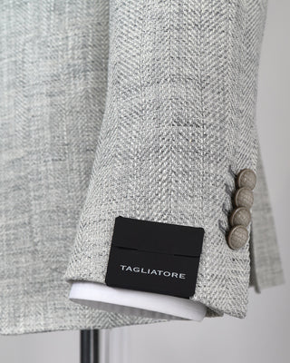 Tagliatore Grey Silk Linen & Cotton Herringbone Soft Sport Jacket