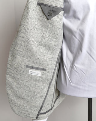 Tagliatore Silk Linen & Cotton Herringbone Light Grey Sport Jacket