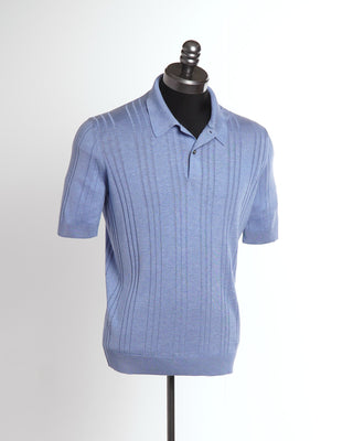 Tagliatore Light Blue Silk Knit Polo 