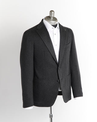 Tagliatore Charcoal Grey Solid Cashmere Sport Jacket