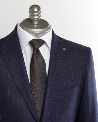 Tagliatore Navy Blue Wool Spaced Striped Suit Lapel