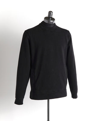 Ten C Black Garment Washed Hidden Pocket Crew Neck Sweater